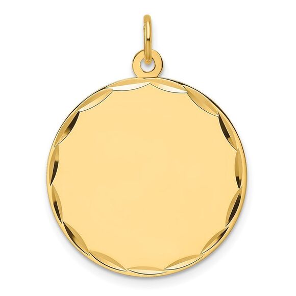 Kazi Luxury 14k Yellow Gold Etched .027 Gauge Engravable Round Disc Charm